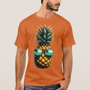 Camiseta Arte de piña de vibes hawaianas con gafas de sol T