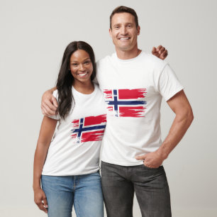 Camiseta Arte de pincel de bandera de Noruega
