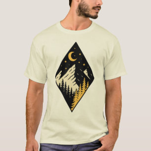 Camiseta Arte de pinos de montaña nocturna