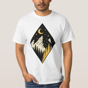 Camiseta Arte de pinos de montaña nocturna