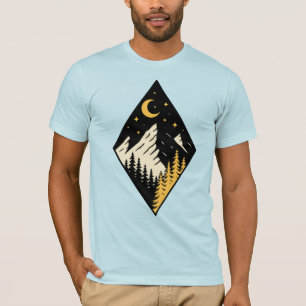Camiseta Arte de pinos de montaña nocturna