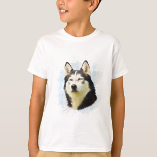Camiseta Arte de pintura en acuarela de perro Husky Siberia