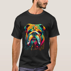 Camiseta Arte de pintura goteante Bulldog Bully Bulldogs
