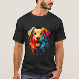 Camiseta Arte de pintura goteante Kelpie australiano perro 
