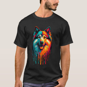 Camiseta Arte de pintura goteante Norwegian Elkhound