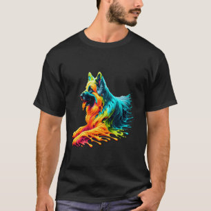 Camiseta Arte de pintura goteante Pastor Alemán Alsaciano