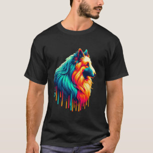 Camiseta Arte de pintura goteante Pastor belga