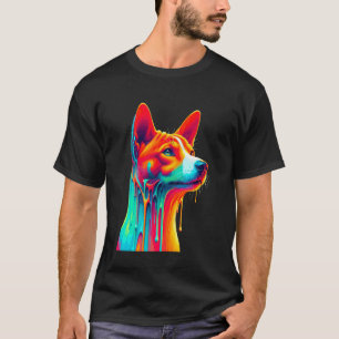 Camiseta Arte de pintura goteante perro Basenji perro sin l