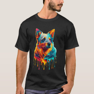 Camiseta Arte de pintura goteante Perro Boyero Australiano