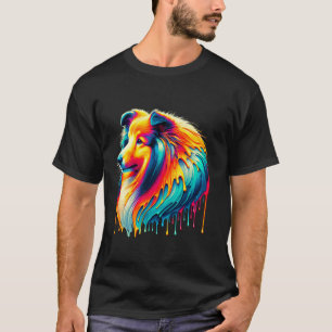 Camiseta Arte de pintura goteante Shetland Sheepdog Sheltie