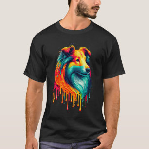 Camiseta Arte de pintura goteante Shetland Sheepdog Sheltie