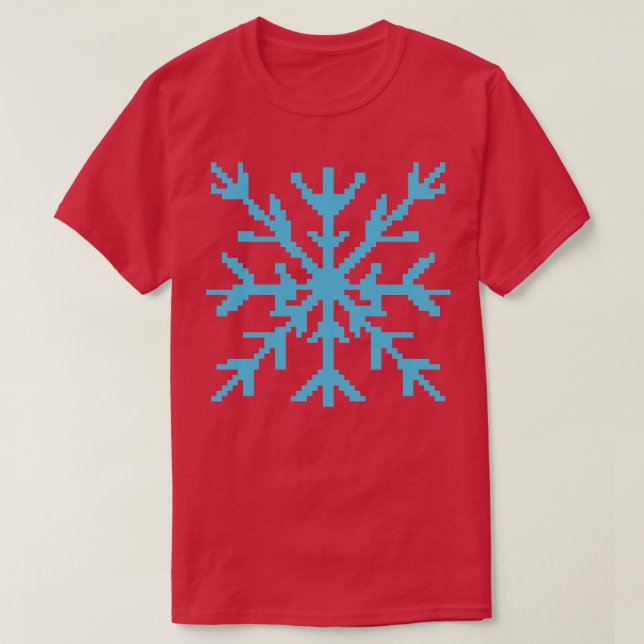 Camiseta Arte de píxel de copo de nieve azul (Diseño del anverso)