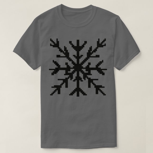 Camiseta Arte de píxel de copo de nieve negro (Diseño del anverso)