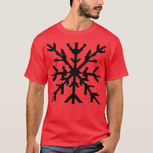Camiseta Arte de píxel de copo de nieve negro