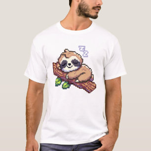 Camiseta Arte de Pixel Diseño de pereza de Cute