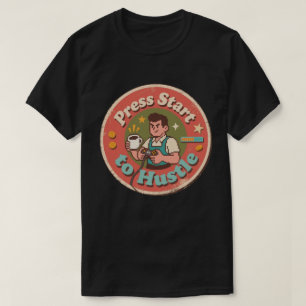 Camiseta Arte de Pixel Retro Presiona Inicio para Hustlear 