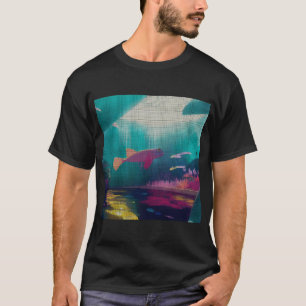 Camiseta Arte de píxeles abstracto colorido Molly Fish 8 bi