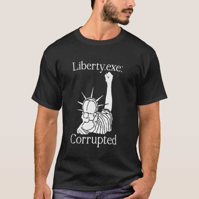 Camiseta Arte de píxeles activista de código corrupto Liber (Anverso)
