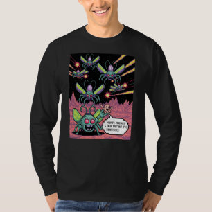 Camiseta Arte de Píxeles de Alienígenas Manti de Arcade Ret