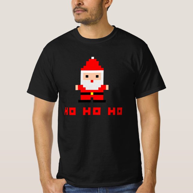 Camiseta Arte de píxeles de Santa 4 (Anverso)