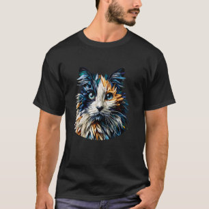 Camiseta Arte de Polígono Gato Balinés de Pelo Largo Siames