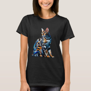 Camiseta Arte de polígono gato de Bengala