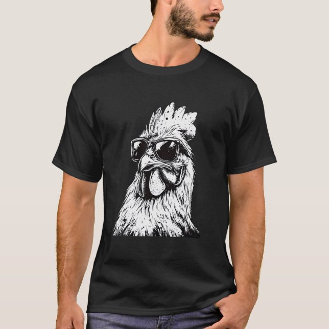 Camiseta Arte de pollo con gafas de sol (Anverso)