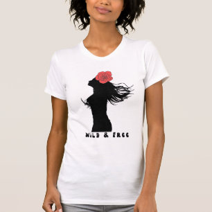 Camiseta Arte de Póster de Rosa Silueta de Mujer Salvaje y