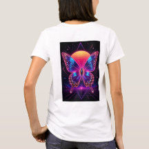 Arte de puesta de sol de synthwave de mariposa de 
