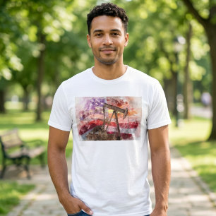 Camiseta Arte de puesta de sol en acuarela de bomba de petr