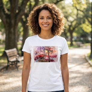 Camiseta Arte de puesta de sol en acuarela de bomba patriot