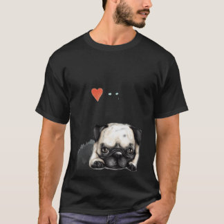 Camiseta Arte de pug con superposición de texto Amo a los p