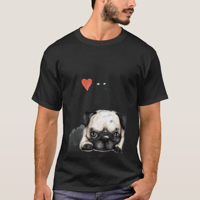 Camiseta Arte de pug con superposición de texto Amo a los p (Anverso)