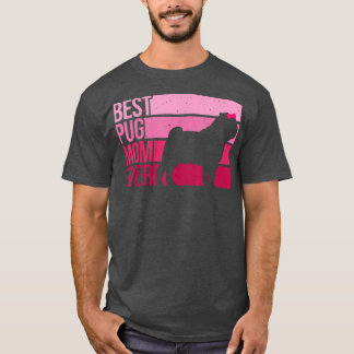 Camiseta Arte De Pug Cutáneo Para Mamá Mujeres Rama Perro M