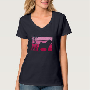 Camiseta Arte De Pug Cutáneo Para Mamá Mujeres Rama Perro M