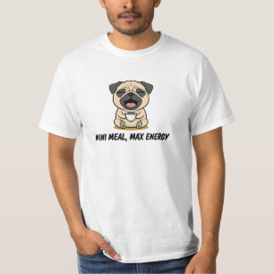 Camiseta Arte de Pug Mini Comida Max Energía
