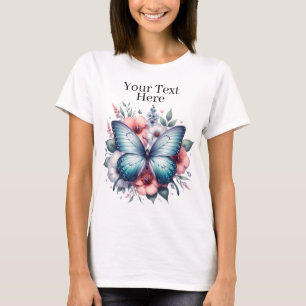 Camiseta Arte de ramo floral de mariposa vibrante-96283