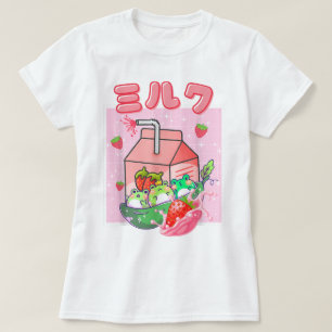 Camiseta Arte de rana de leche de fresa Kawaii