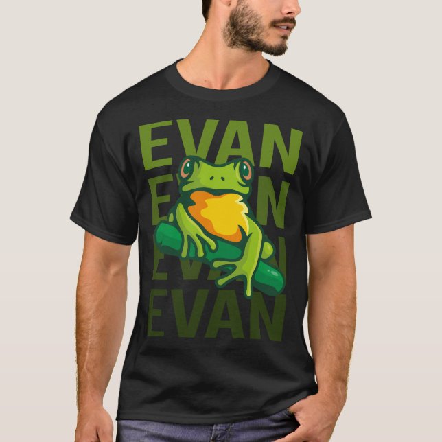 Camiseta Arte de rana - Nombre Evan (Anverso)