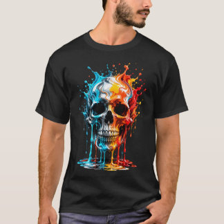 Camiseta Arte de Rebelión Gótico Cráneo Colorido