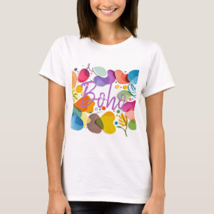 Camiseta Arte de recorte boho botánico abstracto colorido