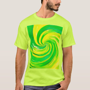Camiseta Arte de remolino verde y amarillo vívido