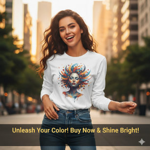 Camiseta Arte de retrato de mujer soñadora abstracta elegan