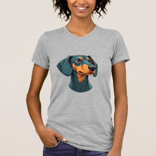 Camiseta Arte de retrato de perro salchicha vintage Ilustra