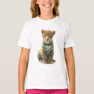 Camiseta Arte de retrato digital del cachorro de jaguar con