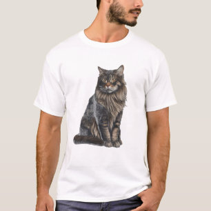 Camiseta Arte de retrato realista de gato Maine Coon majest