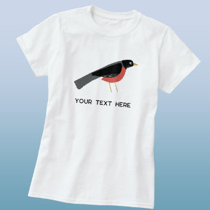 Camiseta Arte de Robin Americano con Texto Personalizado
