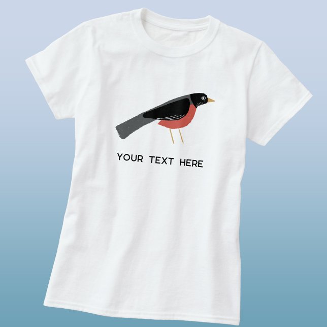 Camiseta Arte de Robin Americano con Texto Personalizado (American Robin custom text, name or saying T-shirt)
