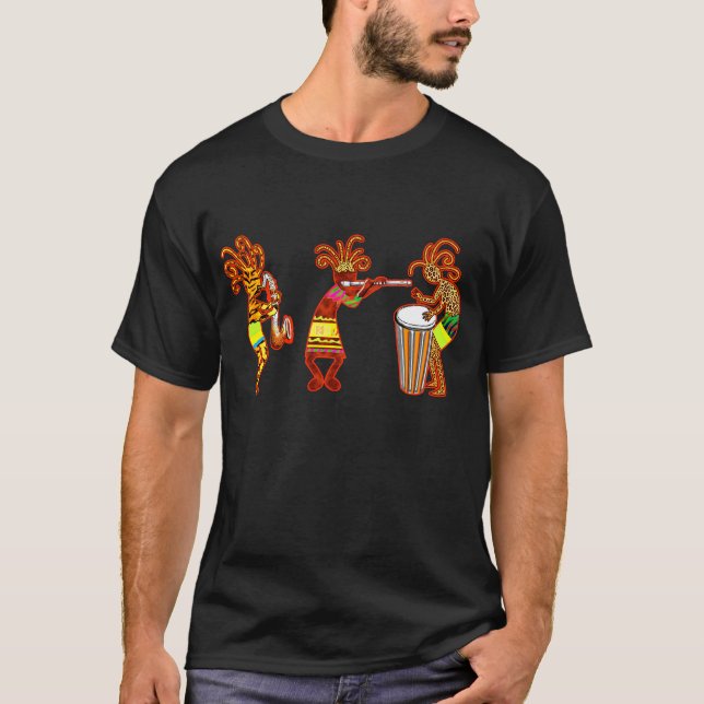 Camiseta Arte de rock de Kokopelli: "Música de Reggae de Ko (Anverso)