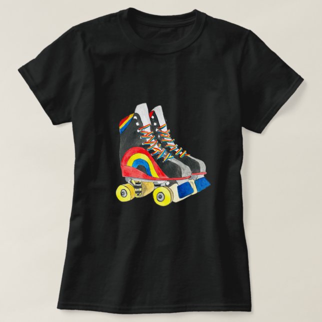 Camiseta Arte de Rollerskates retro ochenta (Diseño del anverso)